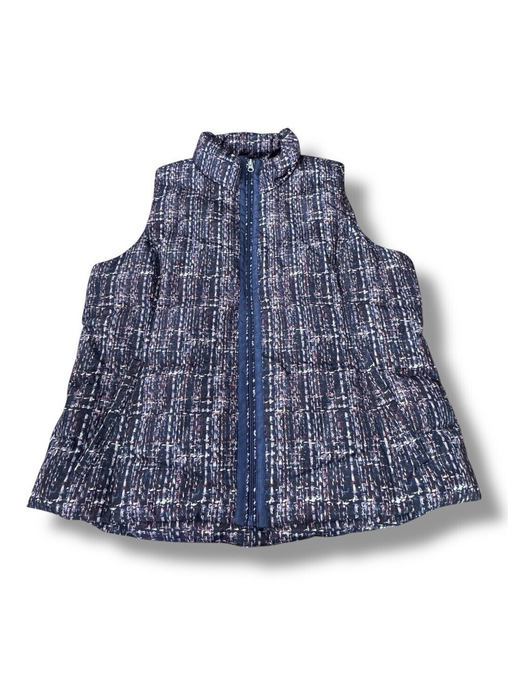 Lands' End Blue Full Zip 600 Hyper Dry Down Puffer Winter Vest Women’s Size L
